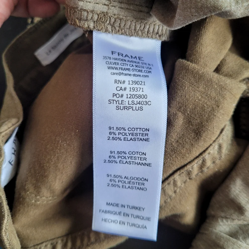 Frame le Skinny de Jeanne Jeans In Surplus Olive Green  size 27 - Picture 14 of 16